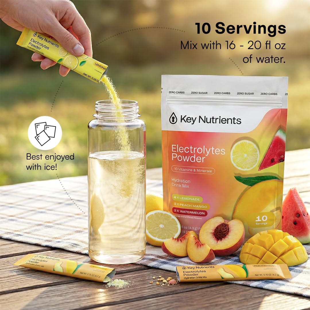 KEY NUTRIENTS Multivitamin Electrolyte Packets, No Sugar Variety Pack, 10Ct