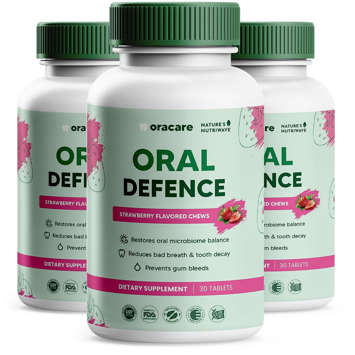 Oracare – Daily Oral Support with Enzymes, Hydroxyapatite, Xylitol & 3-Strain Probiotic Blend – Non-GMO Stimulant-Free Formula – Made in USA – 30 Melt-In-Mouth Tablets, 1 Month Supply