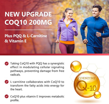 NATURE TARGET CoQ10 200mg with PQQ, L-Carnitine and Omega-3s, 120 Softgels | High-Absorption Coenzyme Q10 with BioPerine Supports Heart, Immune Health and Cellular Energy Production