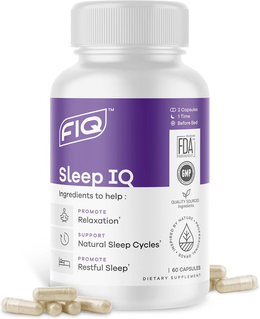 Suplement Product​Formula IQ - Sleep IQ - Sleep Aid - Magnesium Supplement with 5 mg Melatonin, Lemon Balm, & Valerian Root - 60 Capsules - PureBliss USA