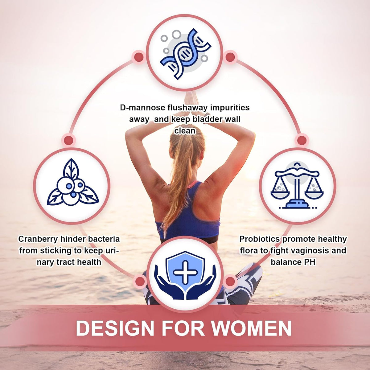 NATURE TARGET Women's Probiotics Powder, 100 Billion CFU, 45 Servings | Prebiotics, D-Mannose And Cranberry, Supports Urinary Tract, Gut, And Digestive Health For Women, Light Cranberry Flavor