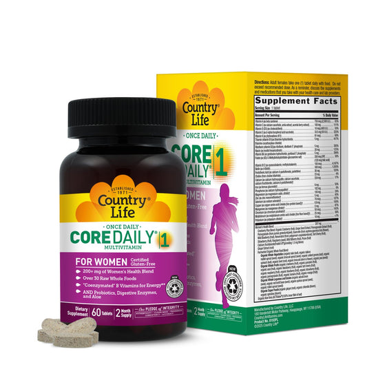 Country Life Women’s Core 1 Daily Multivitamin with Iron, Cranberry, Probiotics, and Digestive Enzymes-Certified Gluten-Free Formula for Energy, Immune Support and Complete Digestive Health,60 Tablets Country LifeBuy Supplements Australia