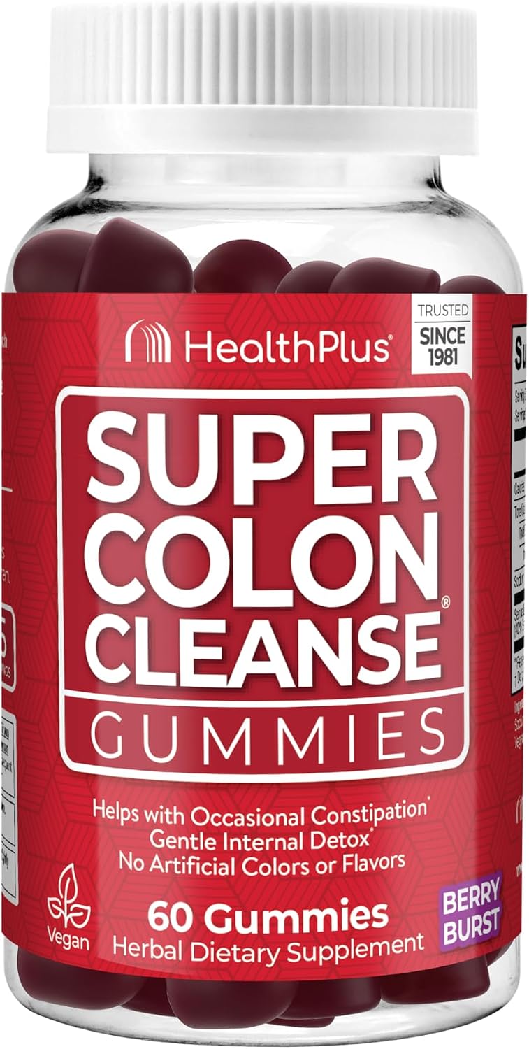 Health Plus Super Colon Cleanse Gummies, Mixed Berry, 60 Ct, 15 Servings | 15 day cleanse with natural senna leaf extract; may support occasional constipation relief and gentle cleansing