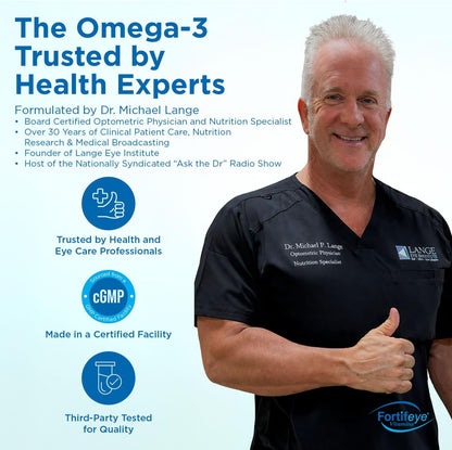 Fortifeye Super Omega-3 Max Fish Oil - 60 Count - Quadruple Strength Ultra-Pure rTG Omega-3-2400mg EPA + DHA in 2 Softgels - Expertly Concentrated & Purified in Norway from Wild Fish - Lemon Flavor