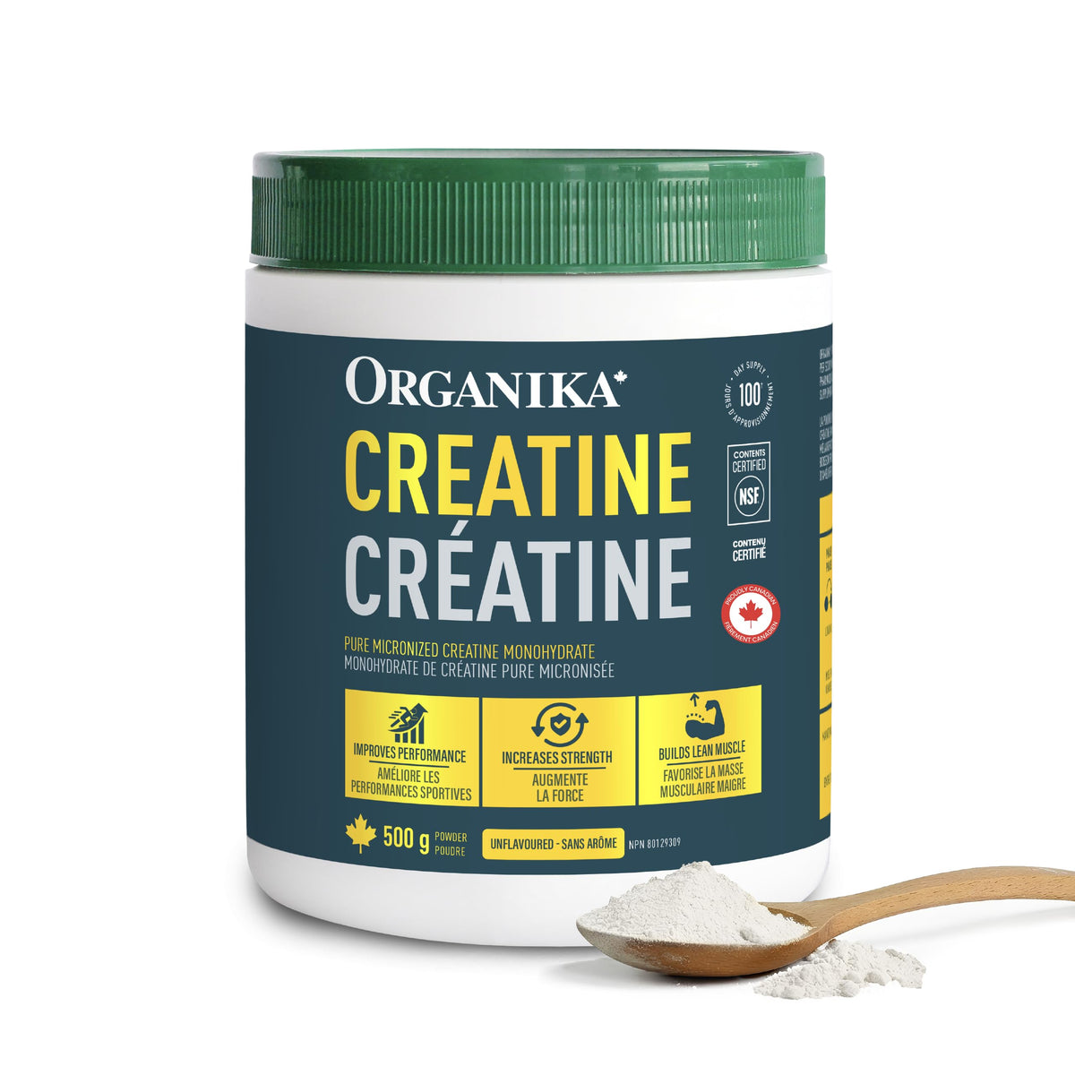Organika Creatine Powder- 100% Pure Micronized Creatine Monohydrate - Helps Build Lean Muscle, Increase Strength, and Improved Recovery and Performance for Men and Women - 500g, 100 Servings