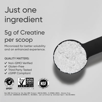 Sports Research Creatine Monohydrate - Gain Lean Muscle, Improve Performance and Strength and Support Workout Recovery* - 5 g Micronized Creatine - 17.64 oz