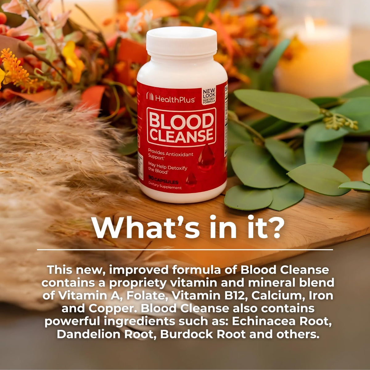 Health Plus Blood Cleanse Herbal Supplement, 90 Capsules, 45 Servings | Gluten free herbal ingredients; supports healthy blood circulation and everyday overall wellness