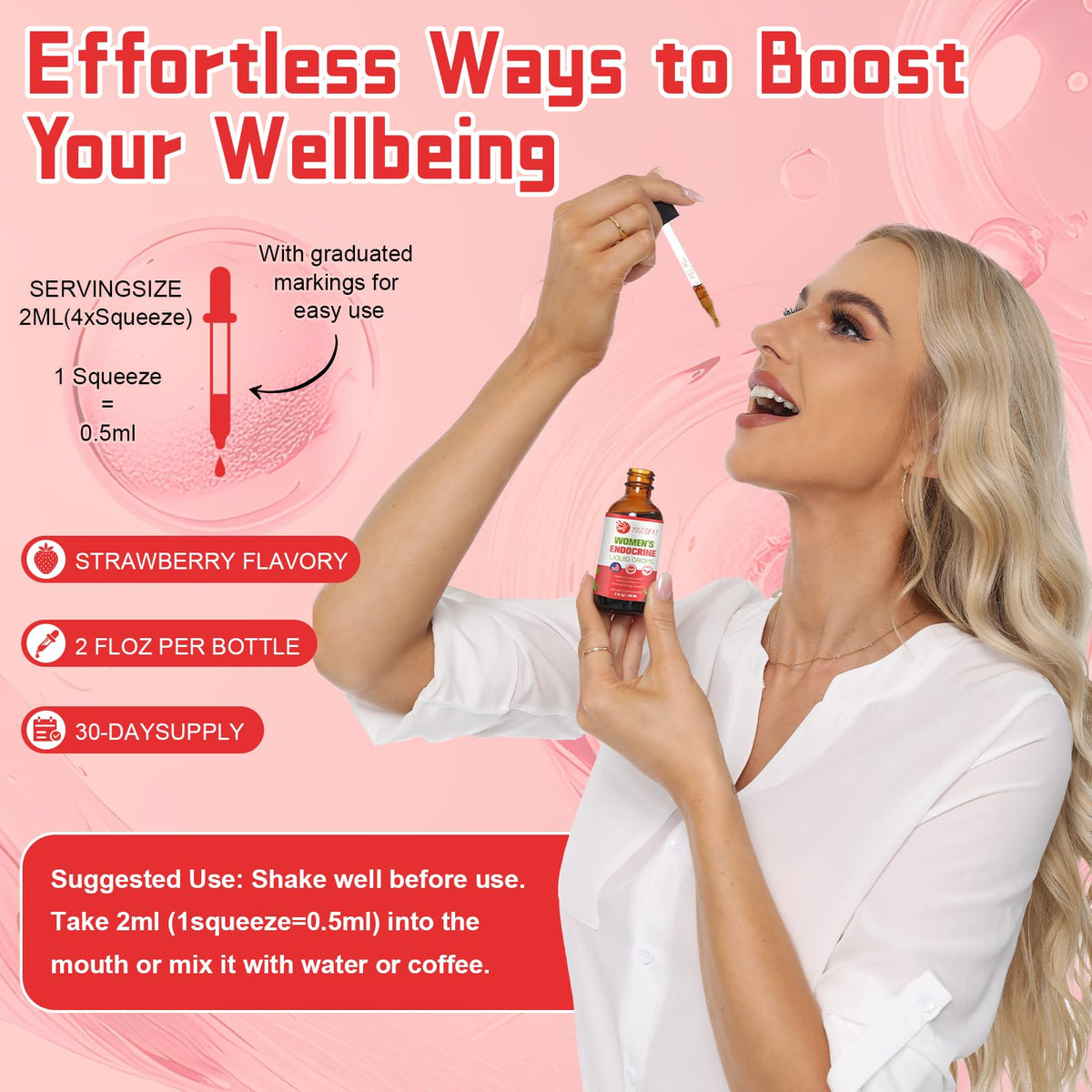 Migcopat Women Endocrine Superfood Supplement Liquid Drops, Supports Healthy Cortisol Levels, Hormonal Balance, Gut Health, Mood, Sleep Support, Multivitamin+Inositols, Rhodiola, DIM
