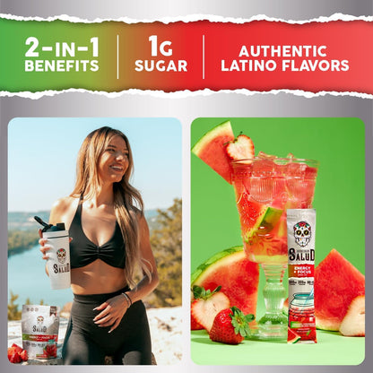 Salud Variety 3-Pack | 2-in-1 Hydration + Immunity (Hibiscus), Energy + Focus (Strawberry Watermelon) & Calm + Sleep (Punch) – 15 Servings Each, Non-GMO, Gluten Free, Low Calorie, 1g of Sugar