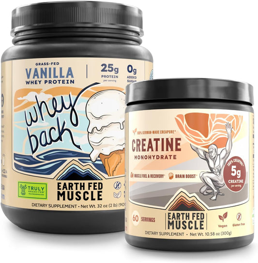Earth Fed Muscle Vanilla Whey & Creapure Creatine Performance Bundle