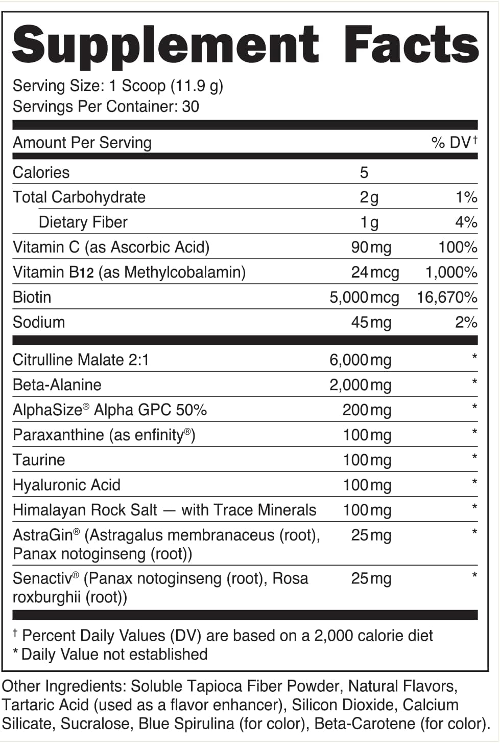 Babe Pre Workout powder for Women | Sparkling Orchard | 6g Citrulline, 2g Beta-Alanine, 100mg Hyaluronic Acid, 5mg Biotin and 5 other registered trademarked ingredients | 30 servings | 12.6 OZ