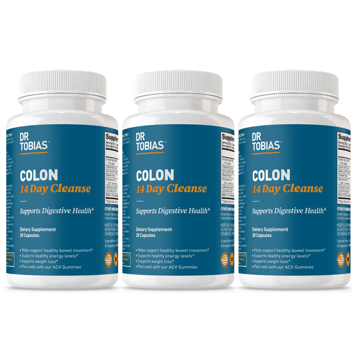 Dr. Tobias Colon 14 Day Cleanse | Supports Digestion & Gut Health | Colon Cleanse Detox | Constipation Relief & Gut Health Support for Women & Men | Psyllium + Senna + Probiotics | 28 Capsules