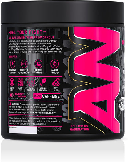 All Black Everything Pre-Workout Powder | Preworkout Energy Drink Mix | 350mg Caffeine | Beta Alanine & Citrulline | Energy Supplement for Men & Women | Baddy Berry | 30 Servings