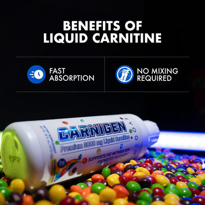 Evogen Carnigen Liquid 3000 | Energy Support | Sour Gummies | 31 Servings