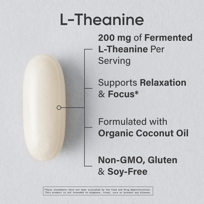 Sports Research Double Strength L-Theanine Supplement - Suntheanine Softgels for Focus, Relaxation & Alertness - Non-Drowsy Support Made with Coconut Oil, Non-GMO & Gluten Free - 200mg, 60 Count