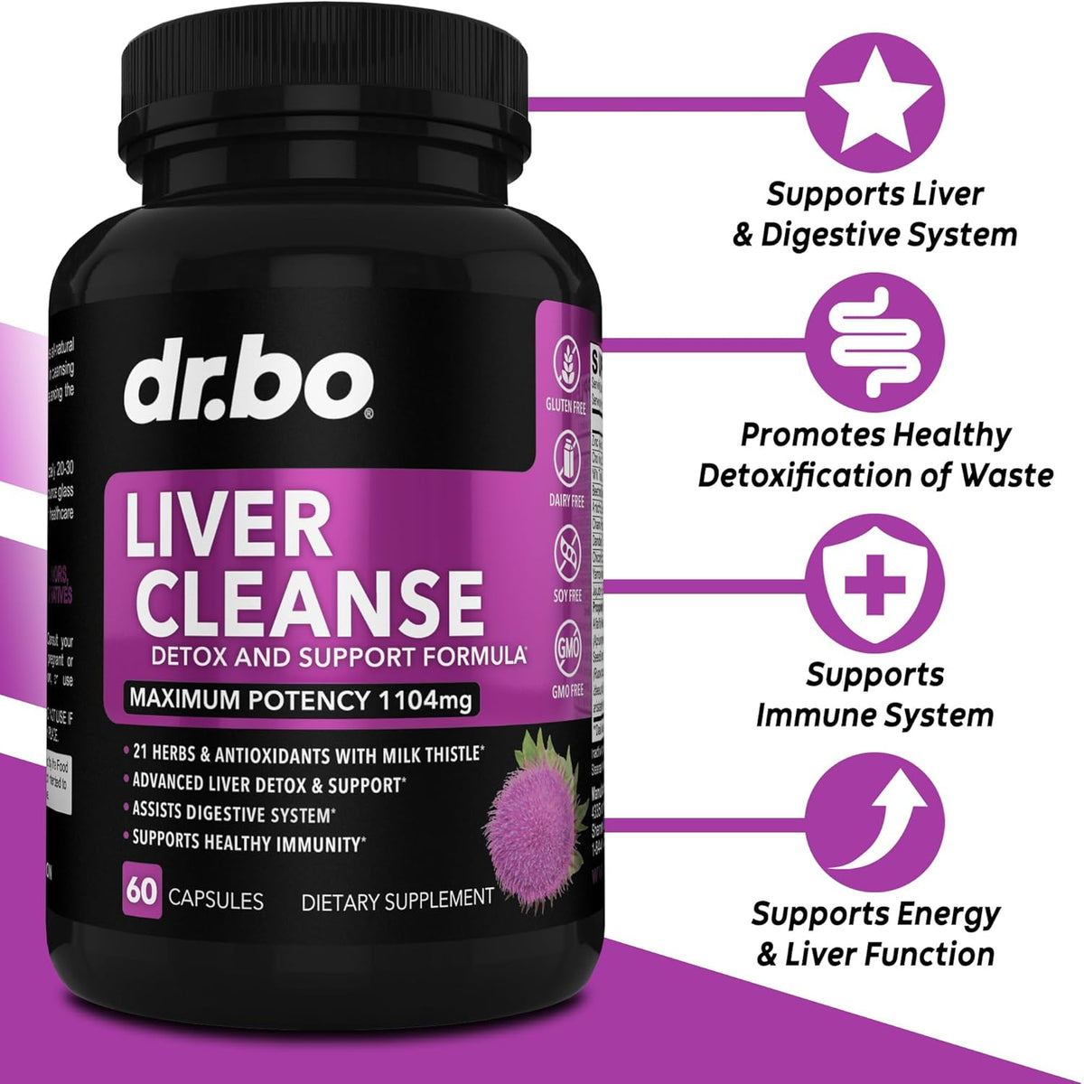 Liver Cleanse Detox Support Supplement - Complete Health Repair Pills with Artichoke, Berberine, Turmeric Herbs - Aid Gallbladder Care Formula Capsules & Natural Milk Thistle Dandelion Supplements