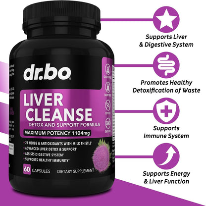 Liver Cleanse Detox Support Supplement - Complete Health Repair Pills with Artichoke, Berberine, Turmeric Herbs - Aid Gallbladder Care Formula Capsules & Natural Milk Thistle Dandelion Supplements
