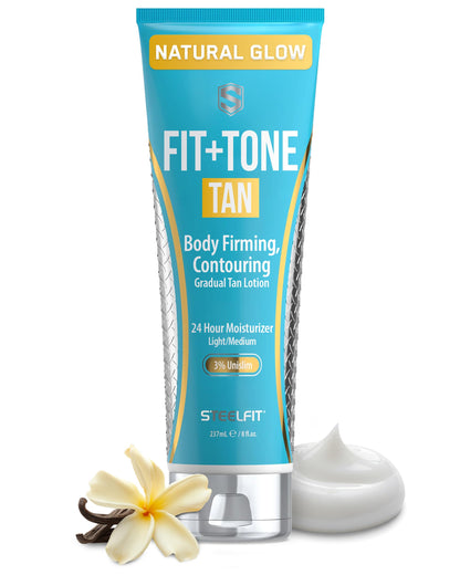 SteelFit Firming Body Lotion - Contouring & Skin Tightening Cream for Body | Firm & Tone Cellulite Remover for Legs Belly & Saggy Skin - Nourishing & Soothing with Shea & Cocoa Butter - Milk & Honey