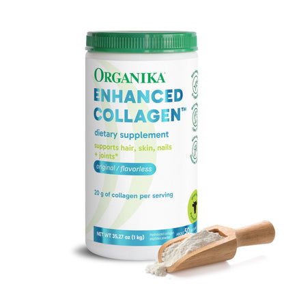 Organika Enhanced Hydrolyzed Collagen Peptides Powder: Easy Absorption Unflavored Collagen Powder for Skin, Hair, Nails, Joints, Muscles, & Gut - Keto, GMO-Free, Grass-Fed (1.1 Pounds)