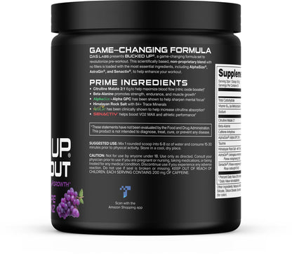 Bucked Up Pre Workout - Best Tasting - 6 Grams Citrulline, 2 Grams Beta Alanine Non Proprietary Blend, Powder (Strawberry Kiwi)