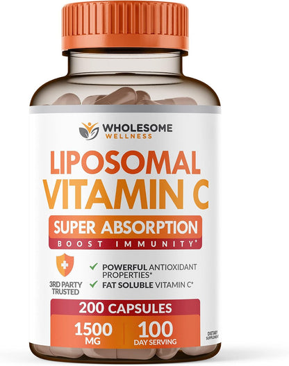 Wholesome Wellness Probiotics for Women 100 Billion CFUs with Prebiotics, Digestive Enzymes + Liposomal Vitamin C Capsules High Absorption, Ascorbic Acid Supplement Bundle