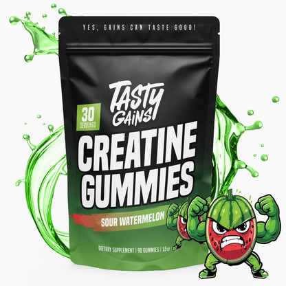TASTY GAINS Creatine Gummies - 90g of Creatine Monohydrate - Workout Supplements - Build Muscle & Boost Strength for Men & Women - Made in USA - Non GMO - (Large, Strawberry Creamsicle Flavor)