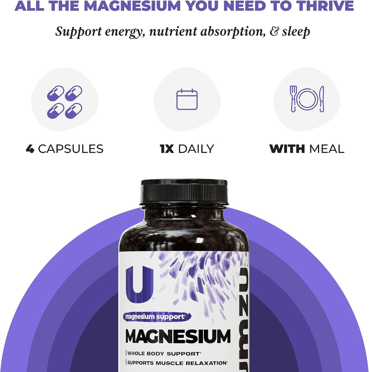 UMZU Daily Magnesium Complex Capsules, 30 Day Supply | 3 Bioavailable Magnesium Forms, High Absorption, Energy and Metabolism Support, Muscle Relaxation, Calmness, Daily Wellness