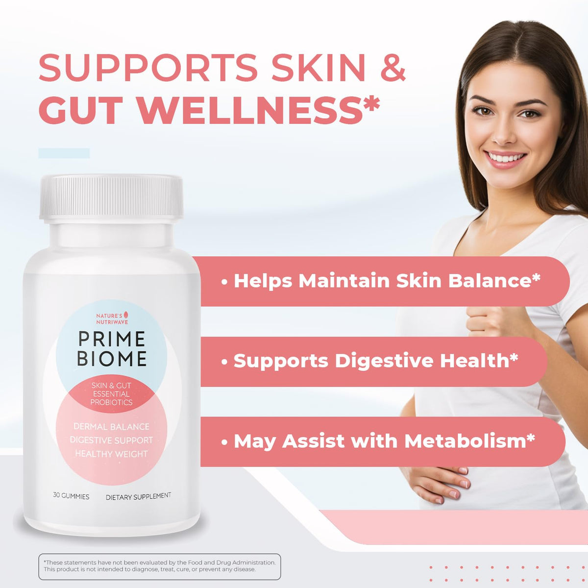 Nature’s NutriWave PrimeBiome Probiotic Gummies – Plant-Based Blend with Inulin, Lion’s Mane, Ginger & More– Non-GMO, No Stimulants, GMP Certified – 30 Gummies, 6 Month Supply Nature’s NutriWaveBuy Supplements Australia