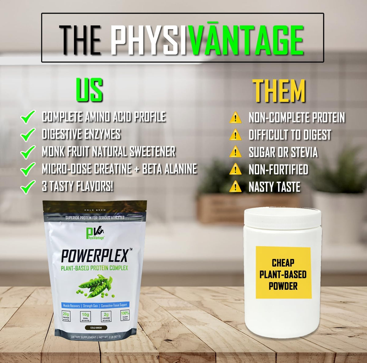 PhysiVantage POWERPLEX Vegan Protein Powder, Collagen Alternative - Organic Plant-Based Pea & Rice Protein, Dairy-Free, Non-GMO, Supports Muscle & Joint Recovery, Monk Fruit Sweetened 2 lb (Vanilla)