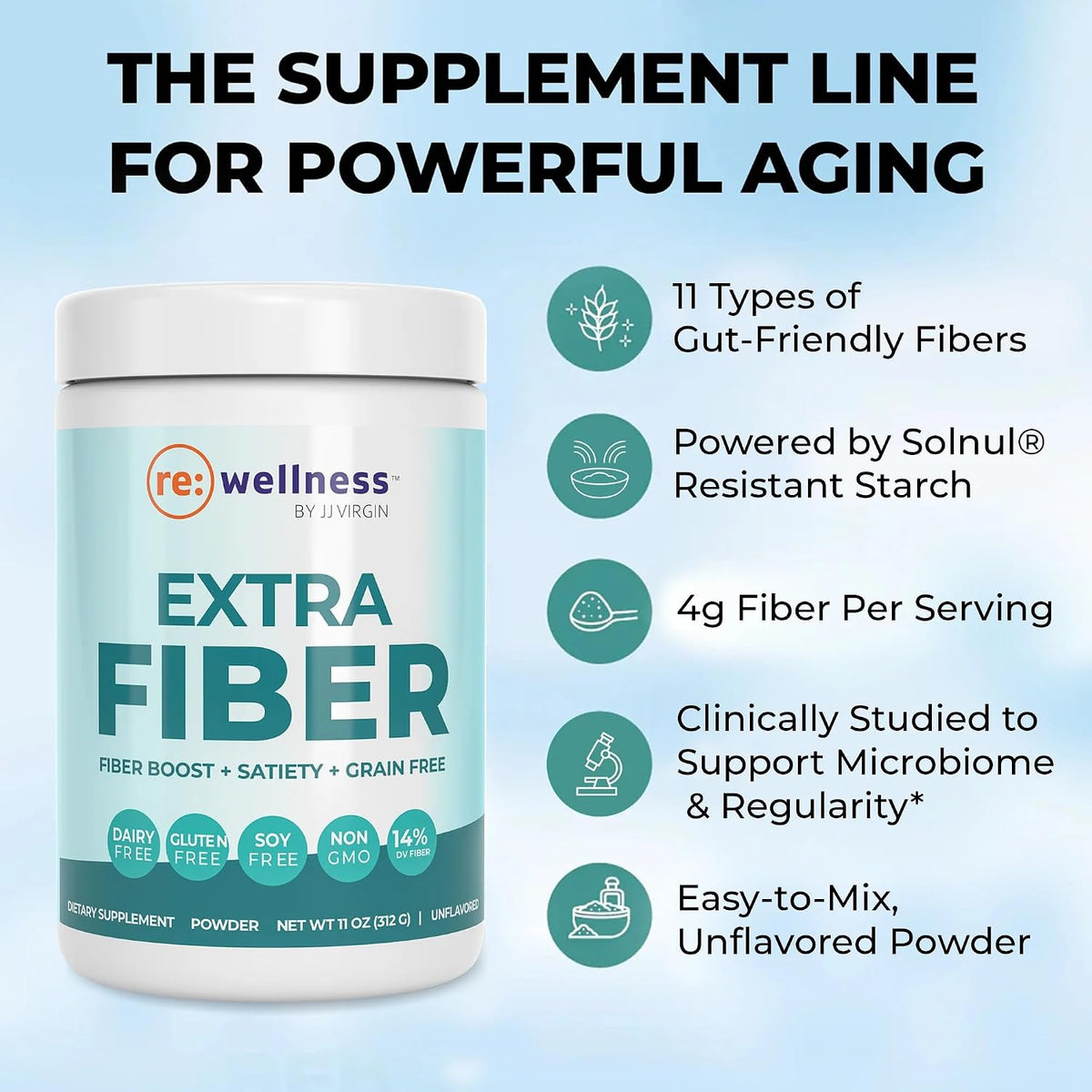 Reignite Wellness by JJ Virgin Vanilla Plant Based All-in-One Shake and Extra Fiber Powder Supplement