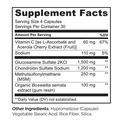 NATURELO Glucosamine Chondroitin MSM with Boswellia and Vitamin C - Supplement for Joint Comfort, Mobility, and Strength - 120 Capsules