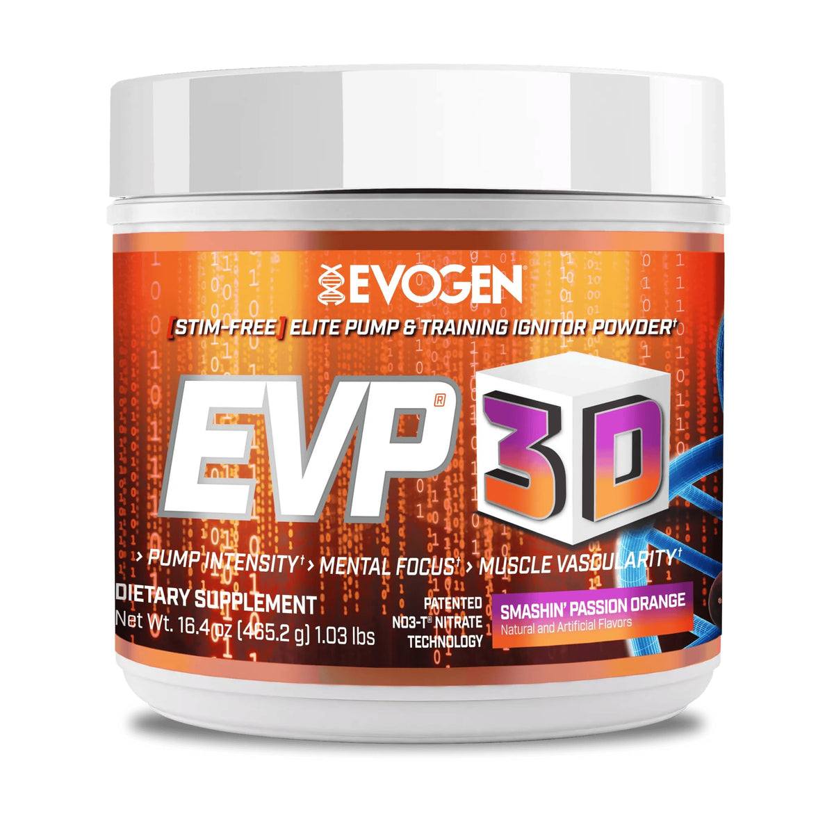 Evogen EVP 3D Stim Free Pre-Workout | Citrus Candy | 40 Servings | Arginine nitrate, L-citrulline, beta-alanine and creatine with lion's mane, L-tyrosine and DMAE for pumps and focus