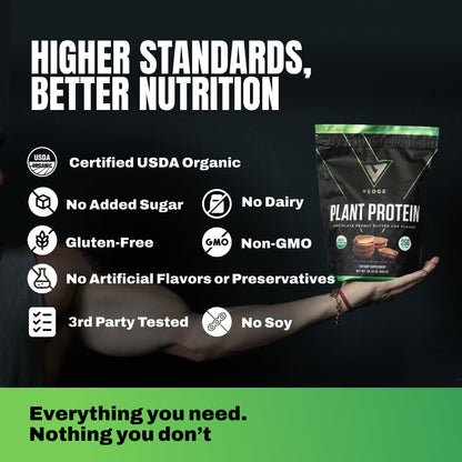 VEDGE Vanilla Protein Powder, USDA Organic Plant Based, 20 Servings | Plant Based Protein Powder, From Pea, Pumpkin, And Sunflower With Smooth Texture For Shakes, Smoothies, Vegan, And Baking