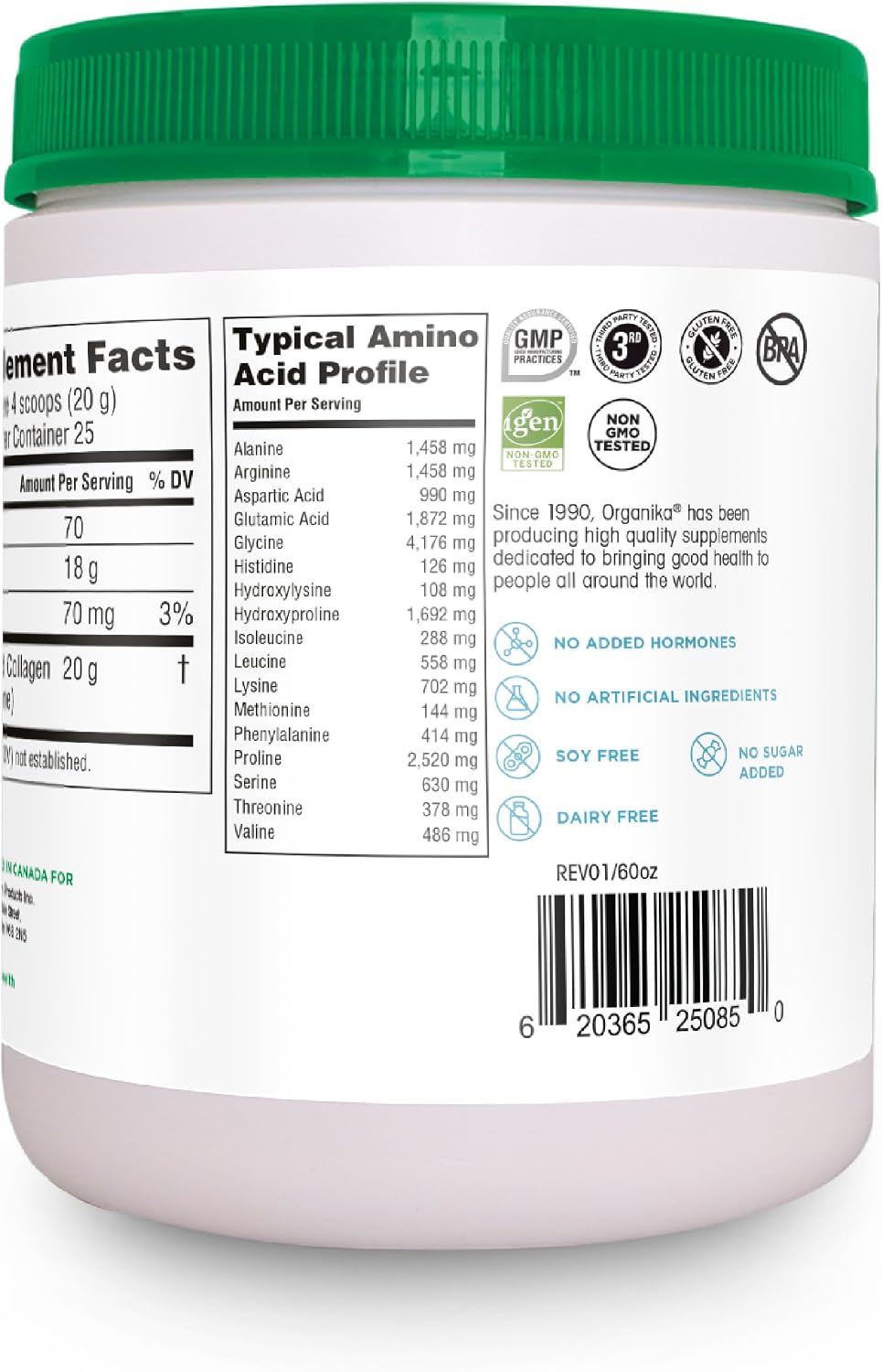 Organika Enhanced Hydrolyzed Collagen Peptides Powder: Easy Absorption Unflavored Collagen Powder for Skin, Hair, Nails, Joints, Muscles, & Gut - Keto, GMO-Free, Grass-Fed (1.1 Pounds)