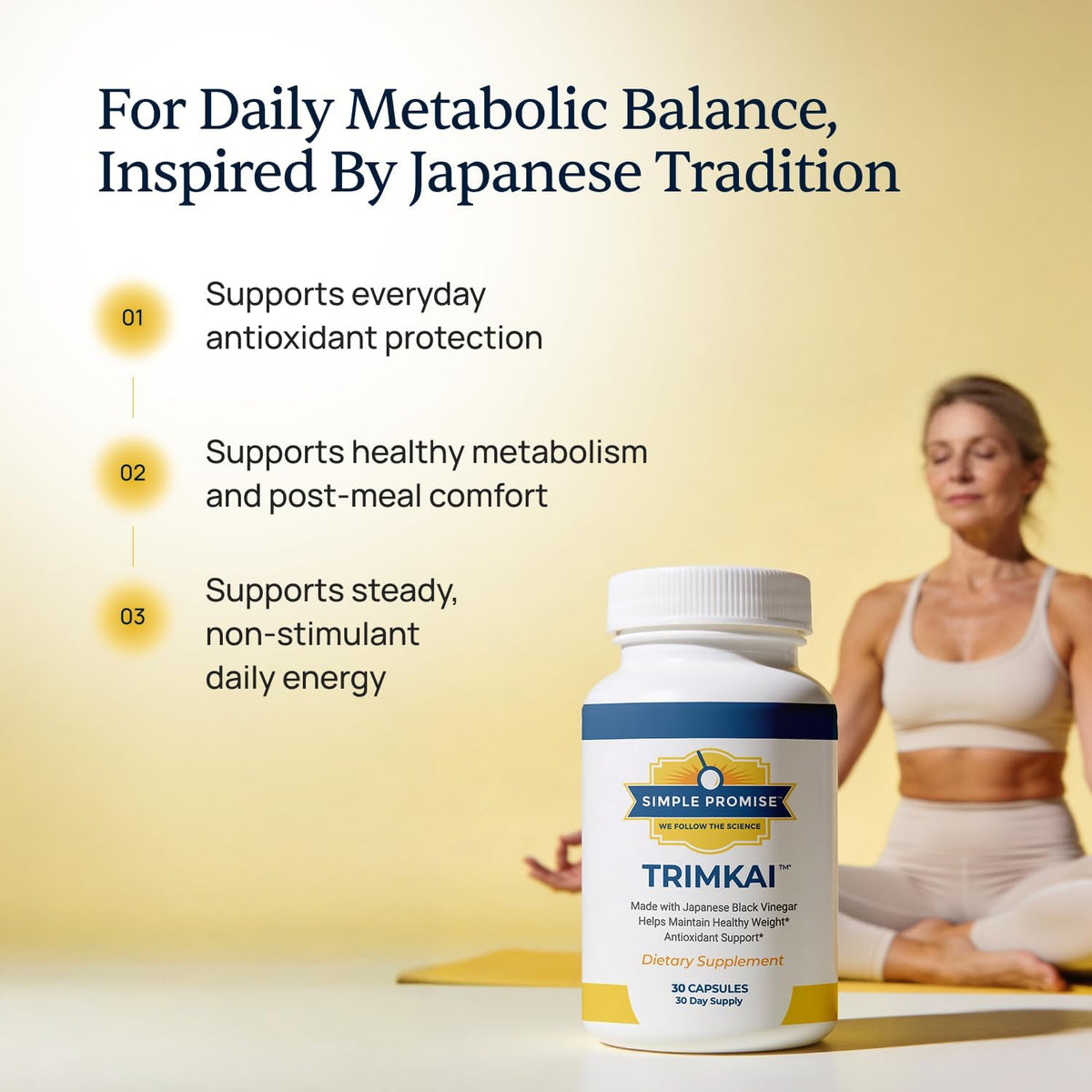 TrimKai - Japanese Black Vinegar Capsules for Daily Wellness - Astaxanthin | Fermented Vinegar Formula, Metabolism Support, Astaxanthin and Seaweed, Simple Once-Daily Routine, Vegan