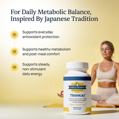 TrimKai - Japanese Black Vinegar Capsules for Daily Wellness - Astaxanthin | Fermented Vinegar Formula, Metabolism Support, Astaxanthin and Seaweed, Simple Once-Daily Routine, Vegan