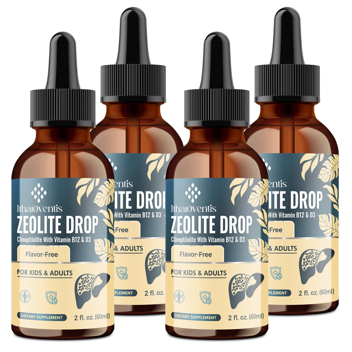 Itharoventis Liquid Zeolite Drops, Sugar Free, Monk Fruit, 2 Fl Oz | Clinoptilolite liquid formula with methyl vitamin B12 and vitamin D3