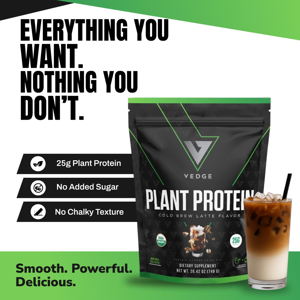 VEDGE Vanilla Protein Powder, USDA Organic Plant Based, 20 Servings | Plant Based Protein Powder, From Pea, Pumpkin, And Sunflower With Smooth Texture For Shakes, Smoothies, Vegan, And Baking