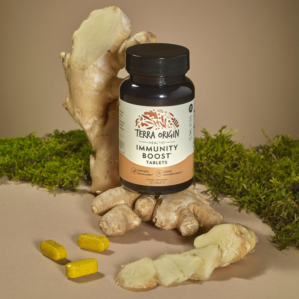 TERRA ORIGIN Immunity Support Supplement | Vitamin C, D3, Zinc, Selenium, Turmeric, Echinacea, Ginger & Andrographis with BioPerine | Daily Immune Booster & Antioxidant Blend | 30 Tablets