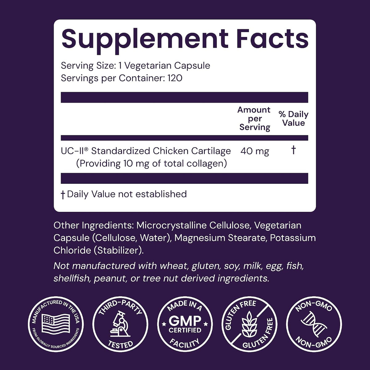 Healthy Origins UC-II Collagen 40 mg, 120 Veggie Caps