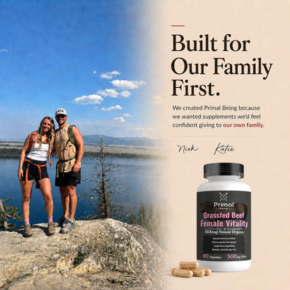 Primal Being Grassfed Beef Female Vitality Supplement- Supports Hormonal Health, Fertility, Inflammation, Energy - 90 Capsules, 1500mg per Serving