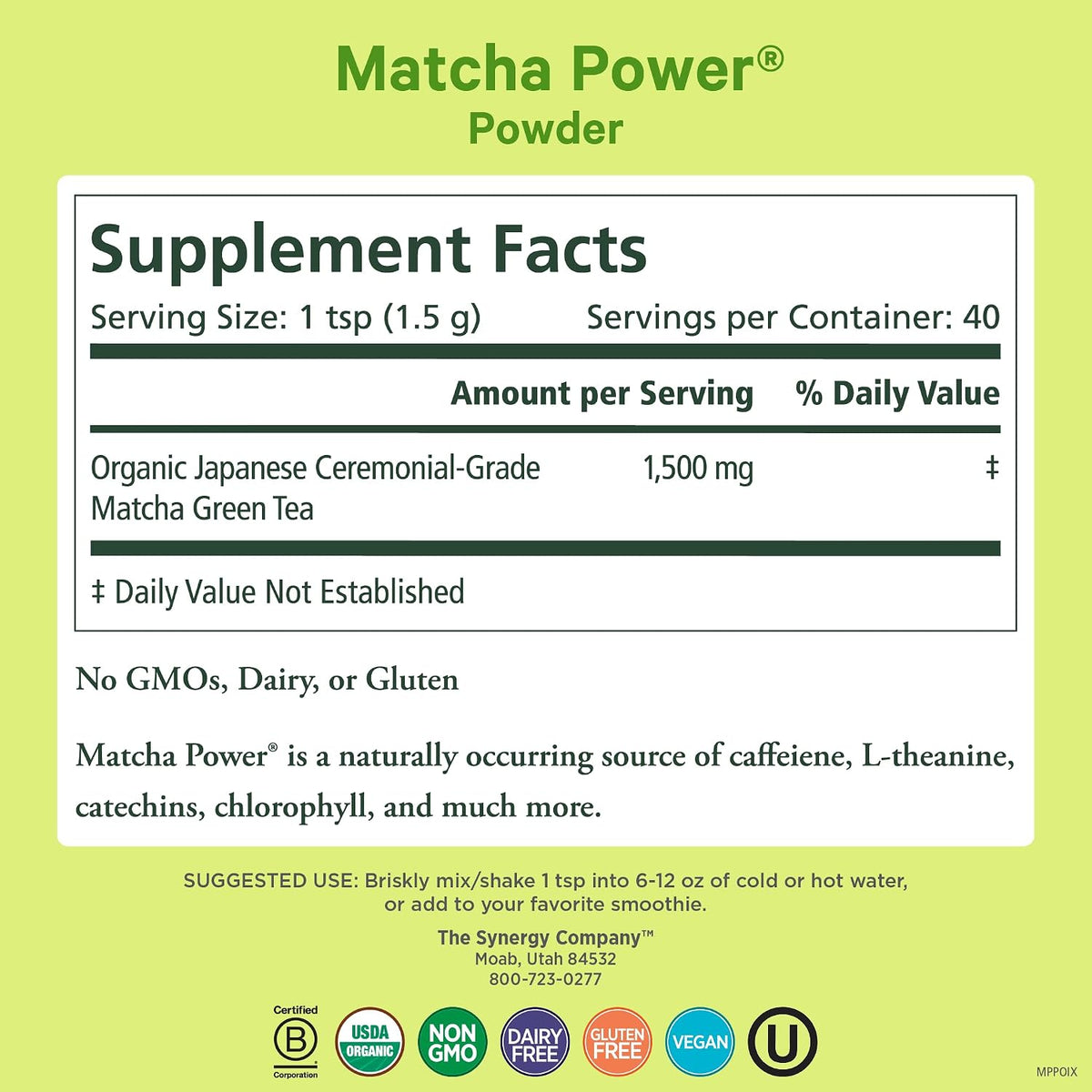 PURE SYNERGY Matcha Power | Organic Matcha Powder | Ceremonial Grade Japanese Green Tea Powder | For Enhanced Energy & Alertness (2.1 oz)