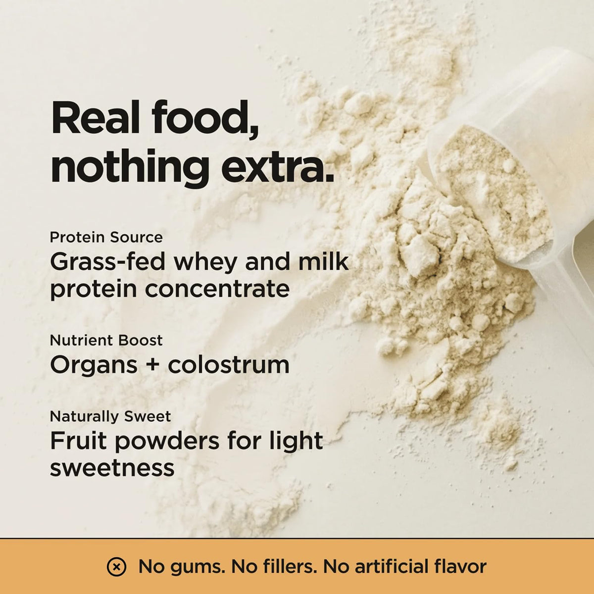 Lineage Provisions Chocolate Whey Protein Powder, 3.09 lbs | 20g complete grass-fed protein with organs, colostrum & fruit. No gums, fillers or artificial sweeteners.