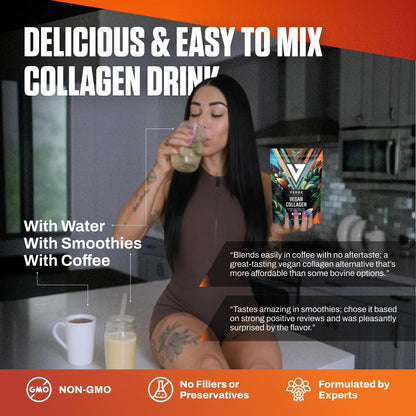VEDGE Vegan Collagen Powder, Collagen Peptides, Unflavored, 20 Servings | Plant Based Collagen, Peptides From Broccoli And Carrot Supporting Skin, Hair, Nails, And Joint And Gut Health, Vegan Formula