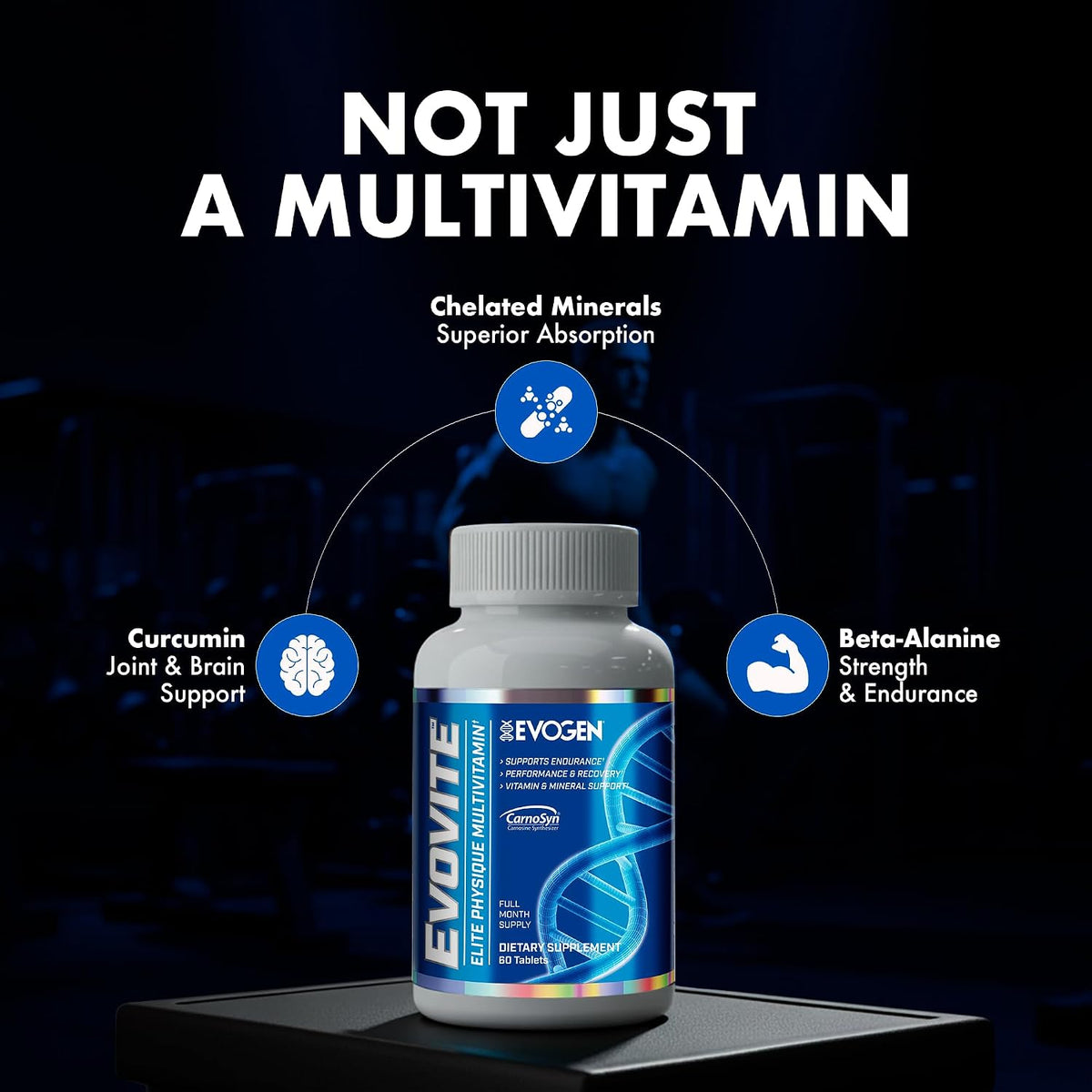 Evogen Evovite Multivitamin Tablets | 30 Servings | Albion chelated minerals with CarnoSyn beta-alanine, Longvida curcumin, boron, K2 and methylated B12 for endurance and joints