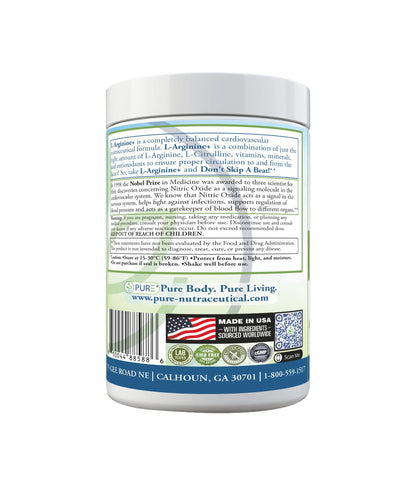 PURE® Cardio+ Nitric Oxide Heart & Circulation Support - 5000mg L-Arginine & 1000mg L-Citrulline - Mango, 30 Servings Powder, 375 Grams - CoQ10 Beet Root - High Potency Cardiovascular Formula
