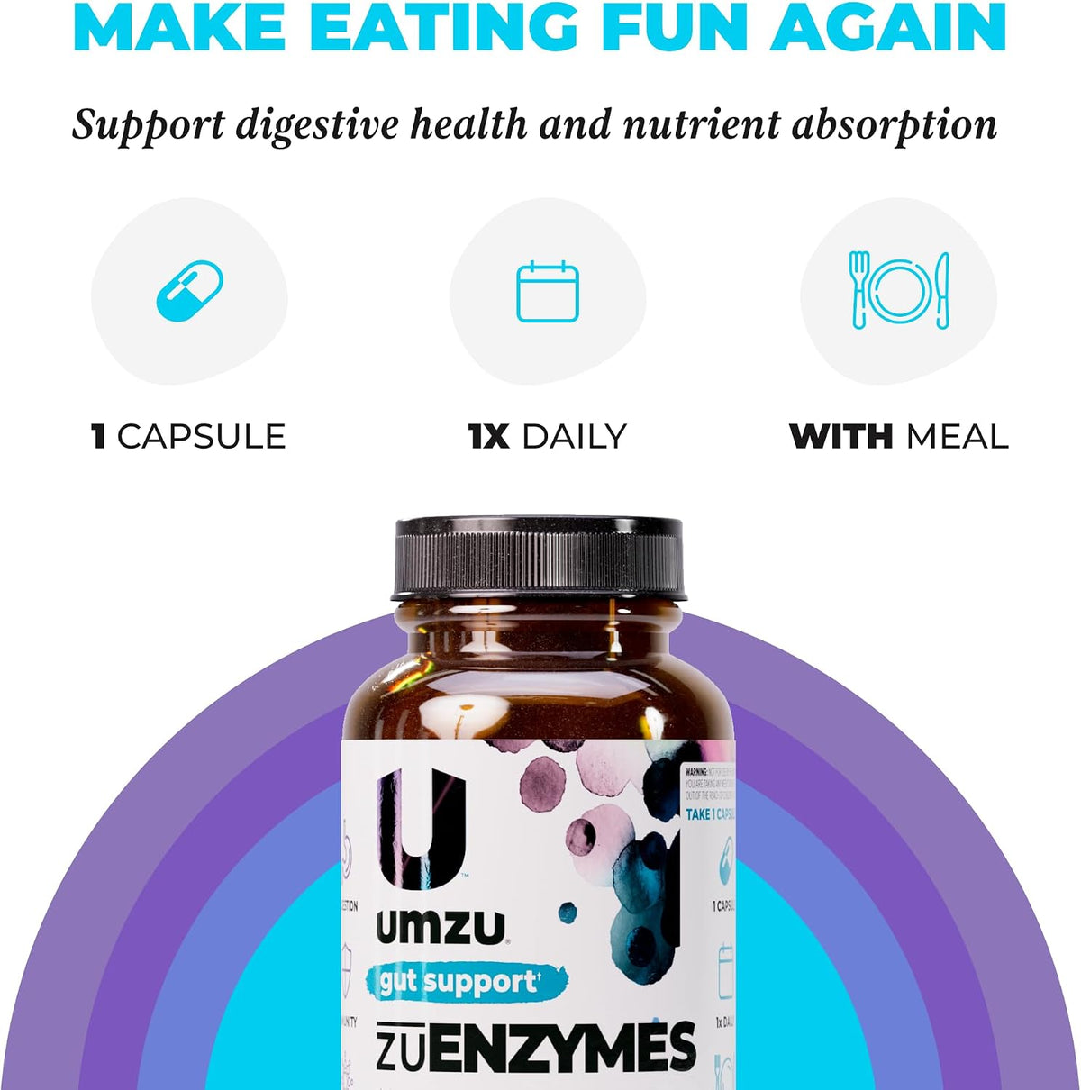 UMZU zuEnzymes Digestive Enzyme Supplement, 30 Day Supply | 21 Enzyme Blend, Lipase, Protease and Amylase, Supports Digestion, Gut Health, Nutrient Breakdown and Digestive Wellness