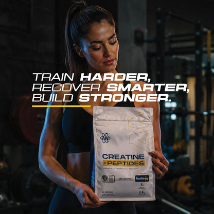 an Performance Creatine Monohydrate + Peptide | Micronized Powder | 5g Creatine, 2.4g PeptiStrong | Vegan, Gluten-Free, Non-GMO | Workout Supplement for Men & Women | Unflavored | 60 Servings