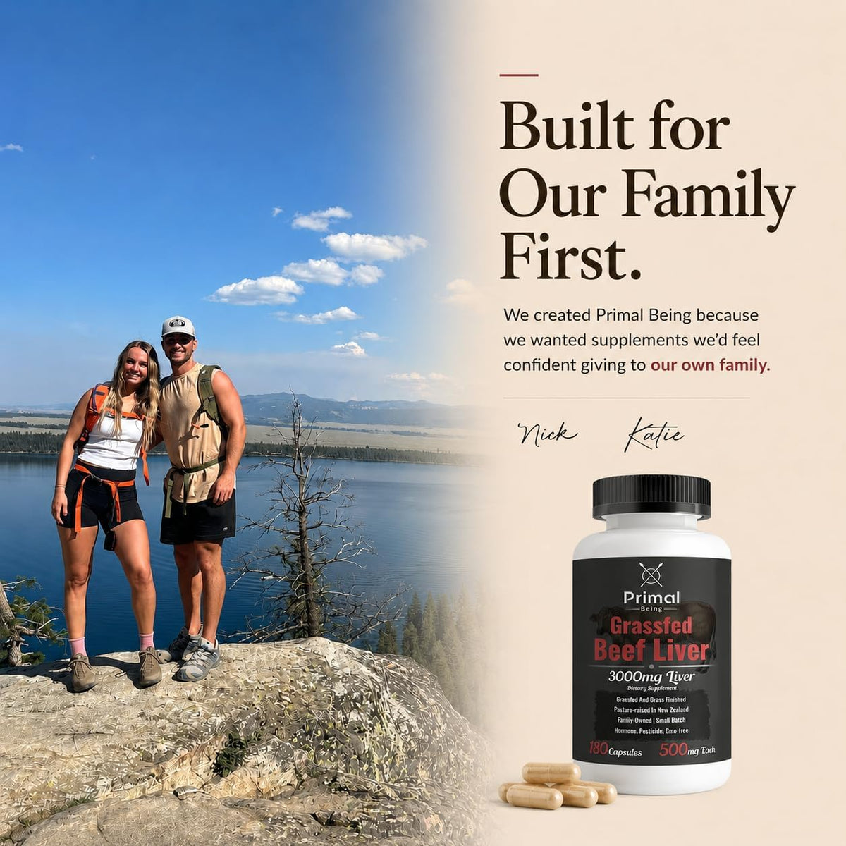 Primal Being Grassfed Beef Liver - 3000mg Freeze Dried Capsules - Pasture Raised in New Zealand - Natural Beef Organ Supplement - Liver Supplement for Energy and Wellness - 180 Count