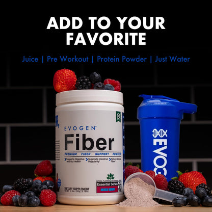 Evogen Fiber Powder | Gut Health | Natural Raspberry Lemonade | 30 Servings | Psyllium husk, inulin and digestion-resistant maltodextrin to ease bloating and support regularity; keto, low-carb friendly